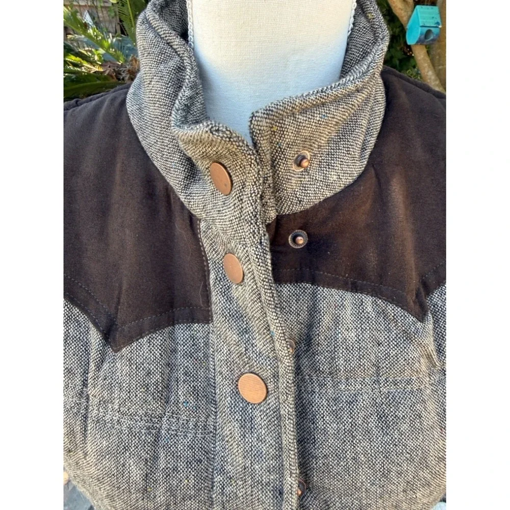 Ci Sono DV538 Gray Brown Western Wool Blend Snap Vest Size M/L